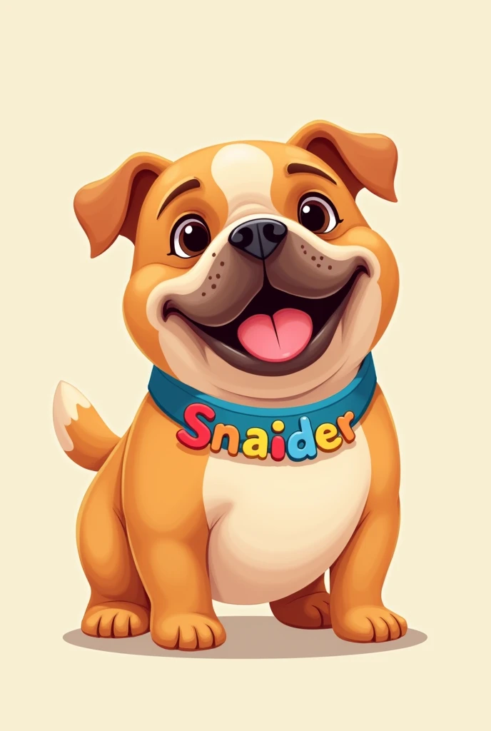 Draw a friendly dog, maybe a labrador or a bulldog. On her necklace, You can write the name "Snaider" with colorful letters. You can add details like a sticking out tongue and a wagging tail to show that he's happy..