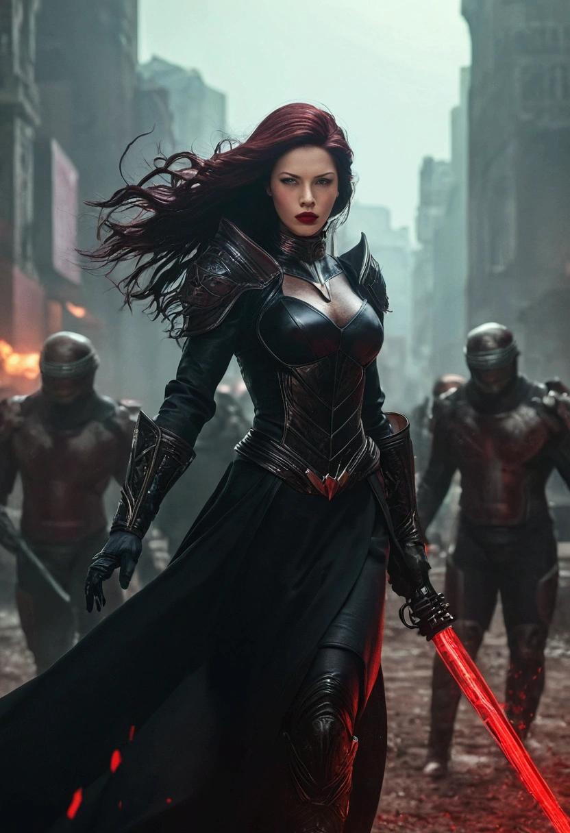 Changer her hair to a brown color and put her lips red