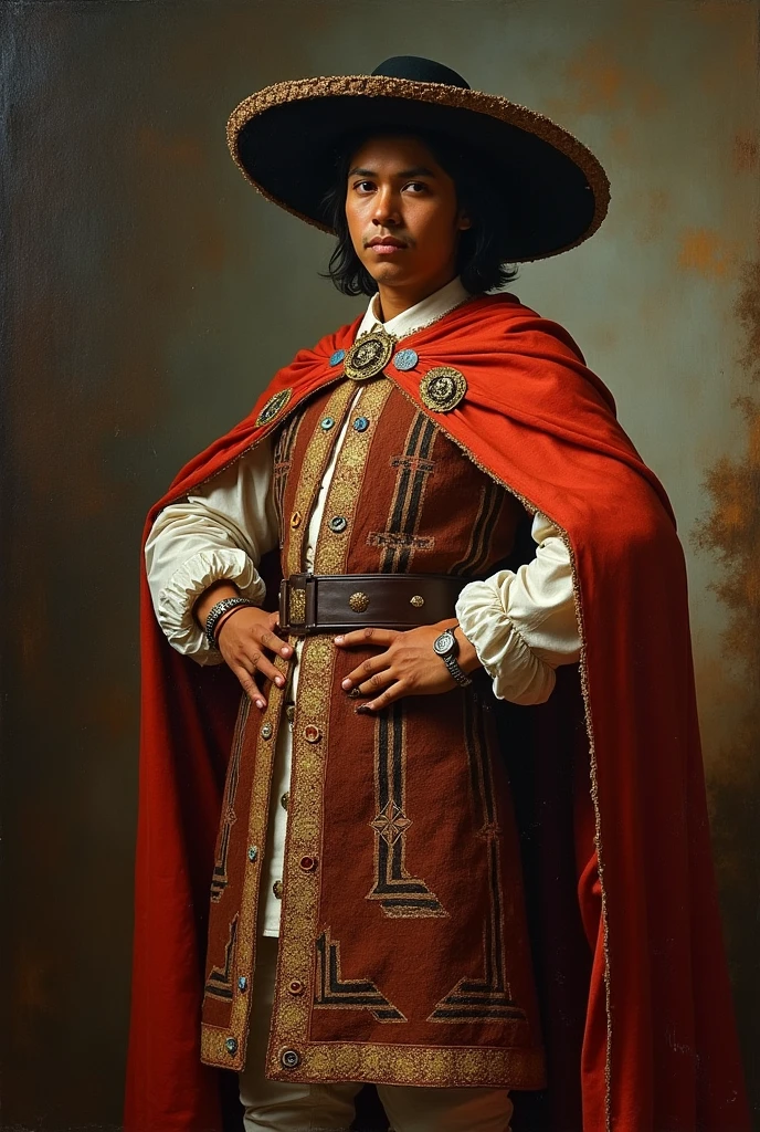 Portrait of the conquistador Francisco Becerra, adapted to its time of the Tahuantinsuyu