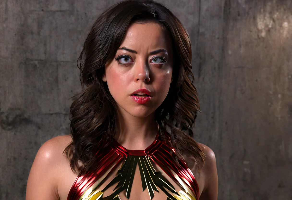 a superwoman portrait of aubrey plaza, 1girl, beautiful detailed eyes, beautiful detailed lips, extremely detailed face, long eyelashes, superhero costume, stopping bank robbery, annoyed expression, bored expression, bullets bouncing off her, cinematic lighting, realistic, photorealistic, 8k, highres, masterpiece, ultra-detailed, vivid colors, dramatic scene
