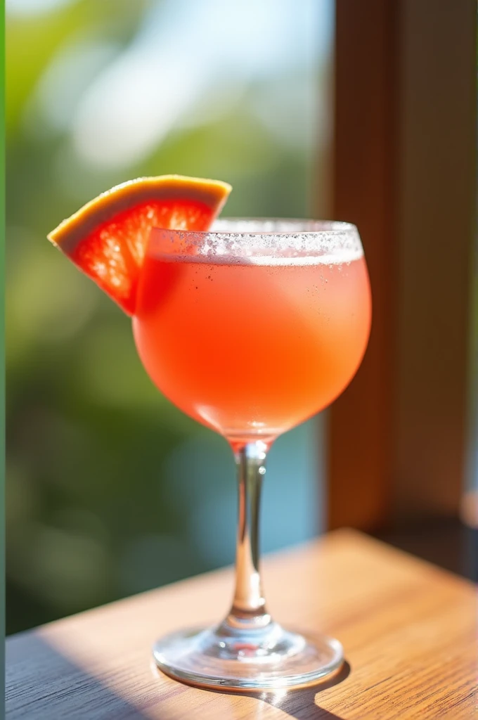 Salty dog drink。Add grapefruit juice to vodka、Glass with salt on the rim。