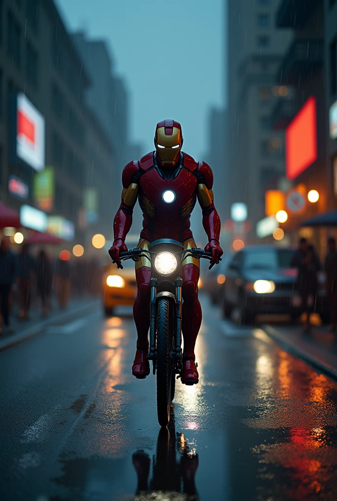 Ironman、night、Realistic、Real、8k、Highest quality、Wet with rain