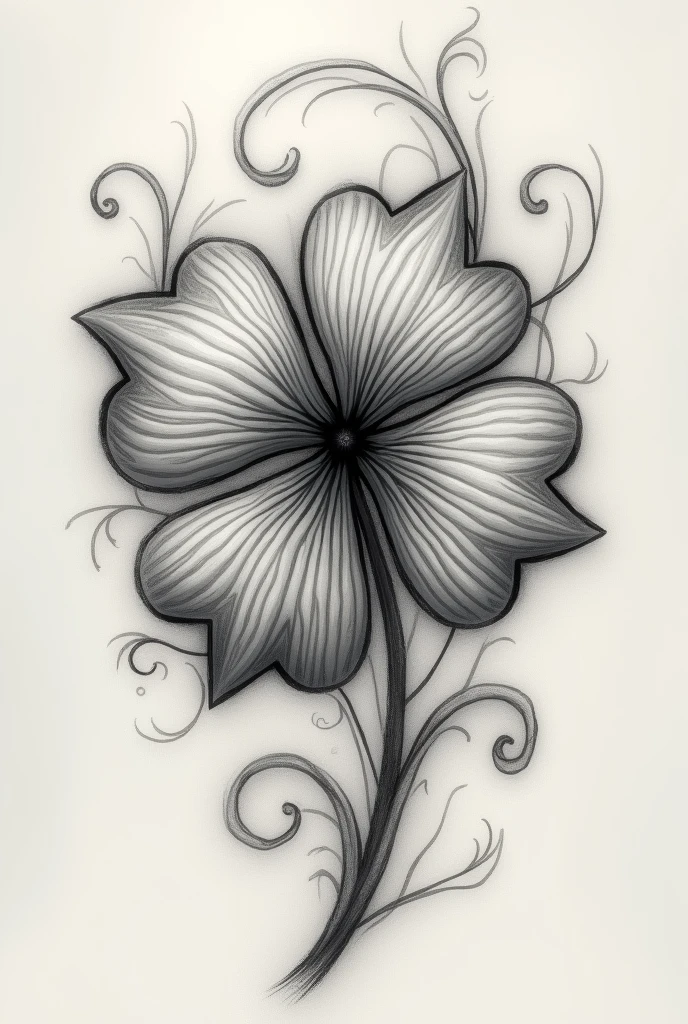 4-leaf clover tattoo inspired by anime, as original as possible