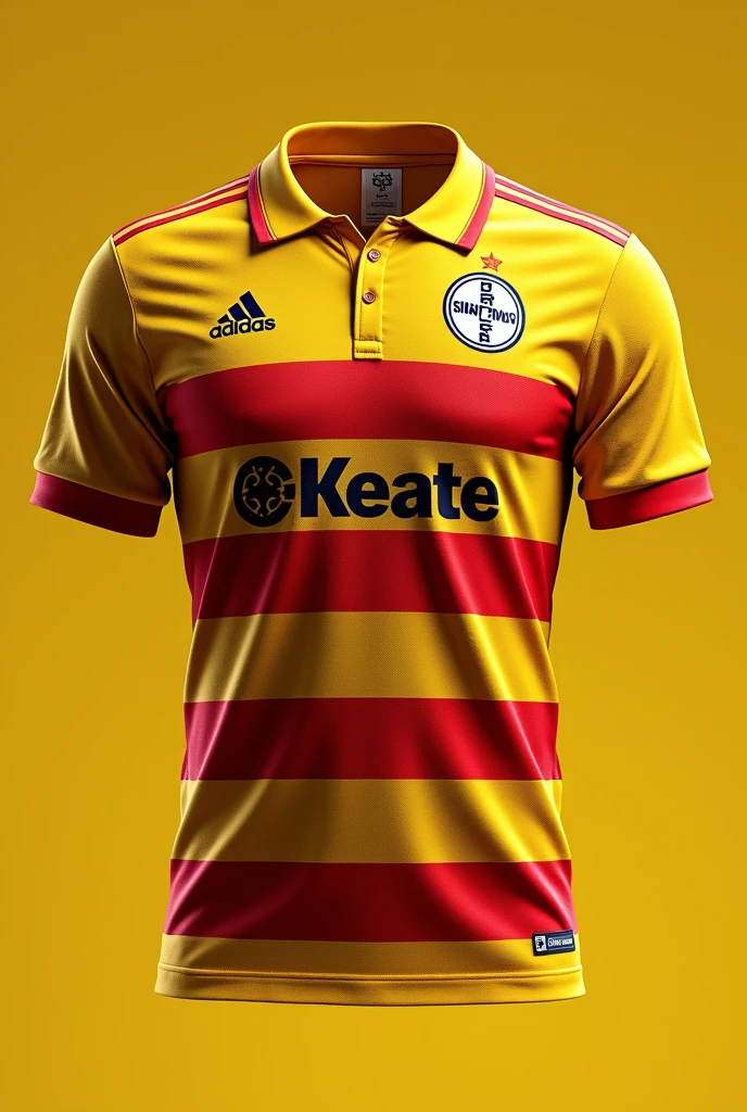 Create a Bayer Leverkusen football uniform with yellow and red colours