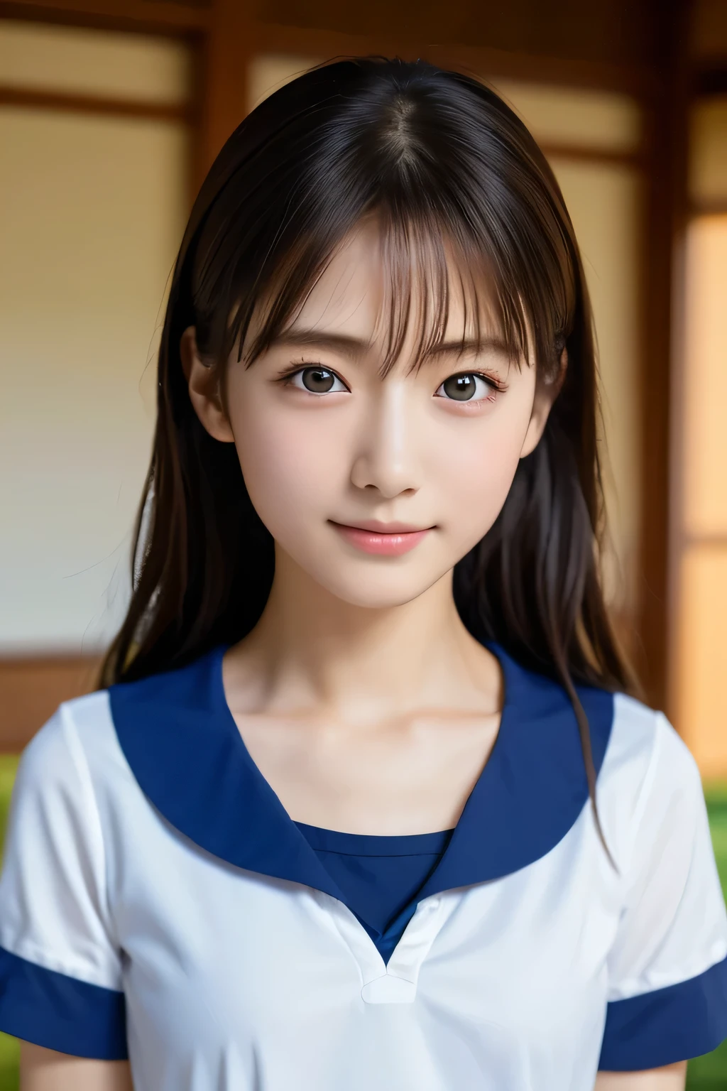 Running beautiful girl, , (Highest quality:1.4), (Very detailed), (Very detailed美しい顔), sit, avert your eyes, smile, School uniforms, Short-sleeved sailor suit, Great face and eyes, iris, Medium Hair, The Beauty of Japan, (Skinny body type:1.3), (Flat Chest:1.3), Smooth, Very detailed CG synthesis 8k wallpaper, High-resolution RAW color photos, Professional photography, Light, BackLight, dream-like, impressive, Written boundary depth, School zone, (Shooting from below:1.5)