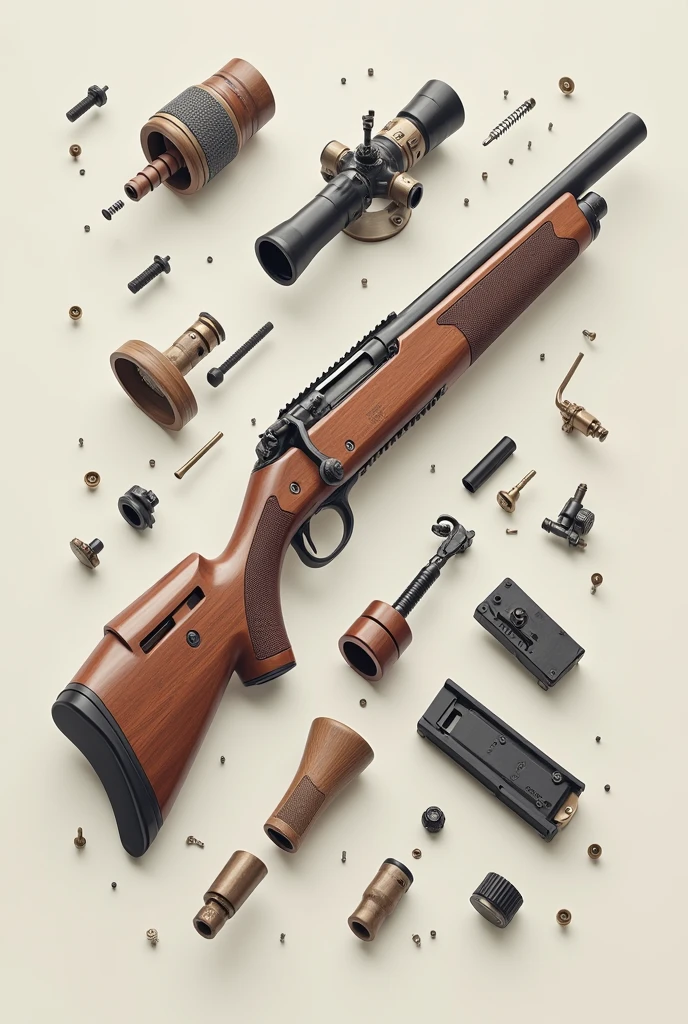 A disassembled stock