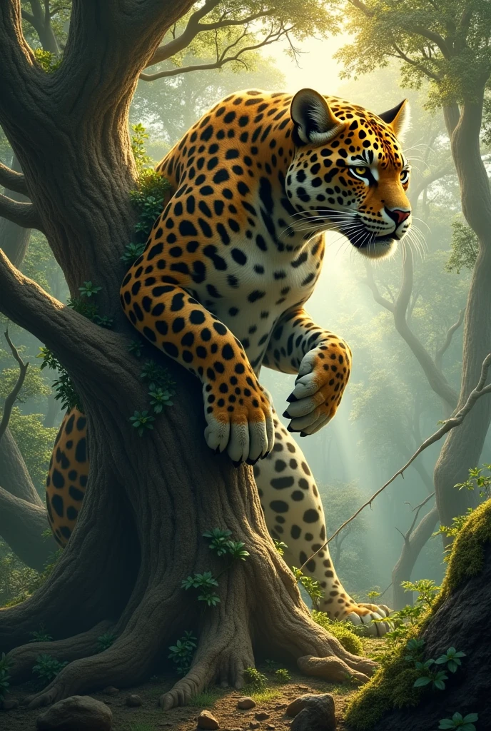 A jaguar shaped like a tree

