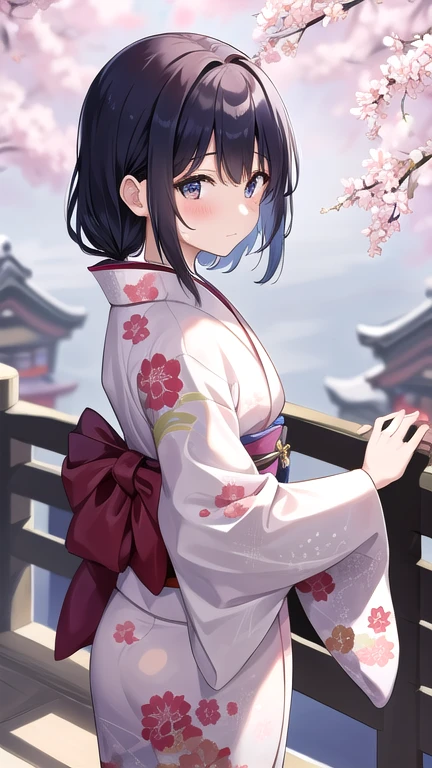 Japanese girl wearing a kimono