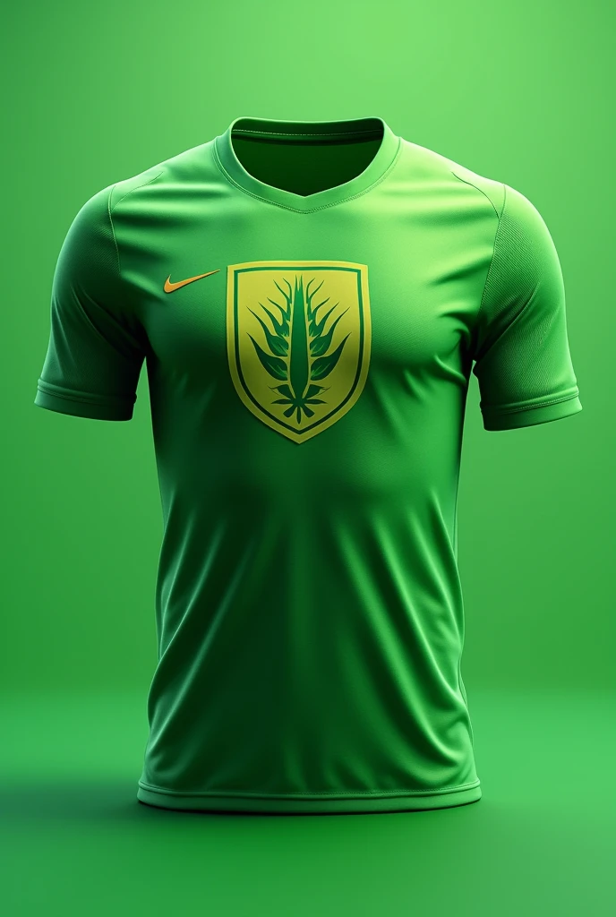 Create a football shirt based on agriculture with green and black colors green football shield