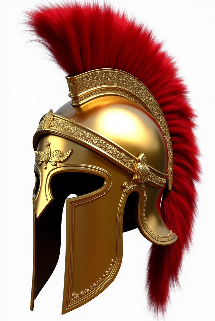 Spartan Helmet Gold with red fur on the side png
