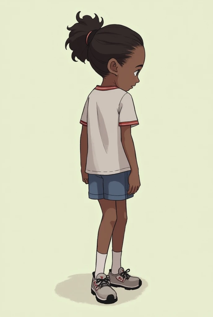 1 girl, standing alone, darkskin, dark skinned female, trunk, boné de baseball, t - shirt, tomboy, Unclothed,