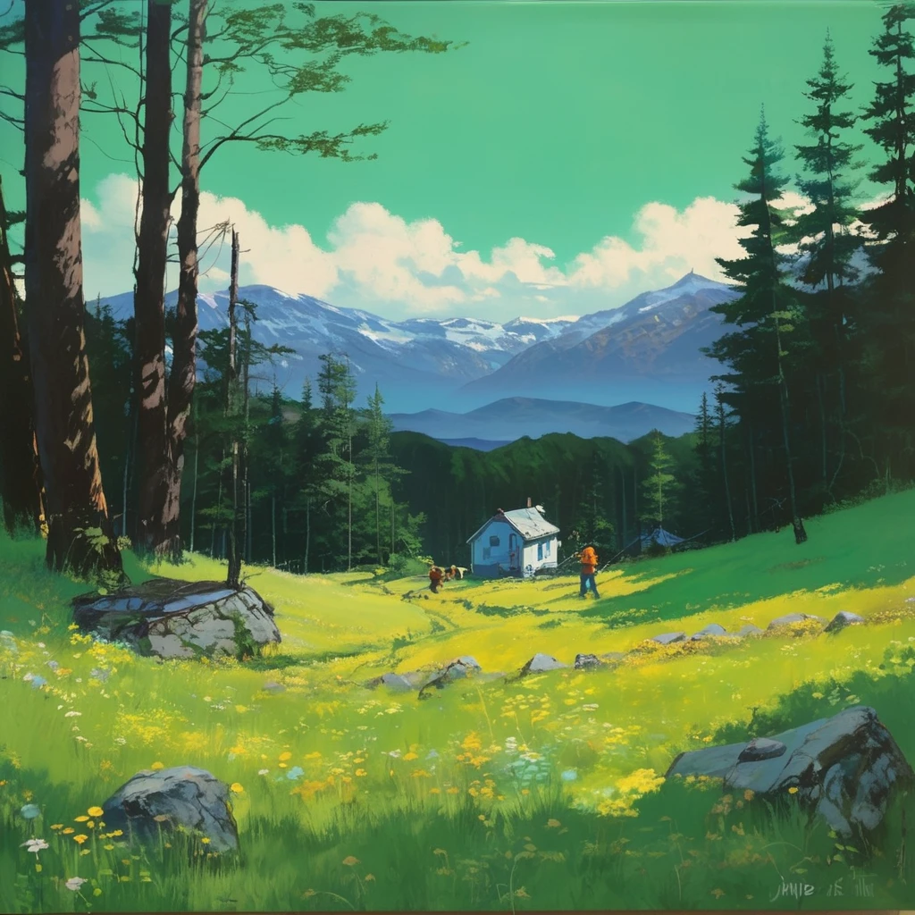 Record Cover Aphex Twin, The background color becomes softer, "Ambient Works Collection Vol... 4", acrylic painting, Trending on pixiv Fanbox, Palette knife and brush, Makoto Shinkai's Style Jamie Wyeth James Gilliard Edward Hopper Greg Ratkowski Studio Ghibli Genshin Impact