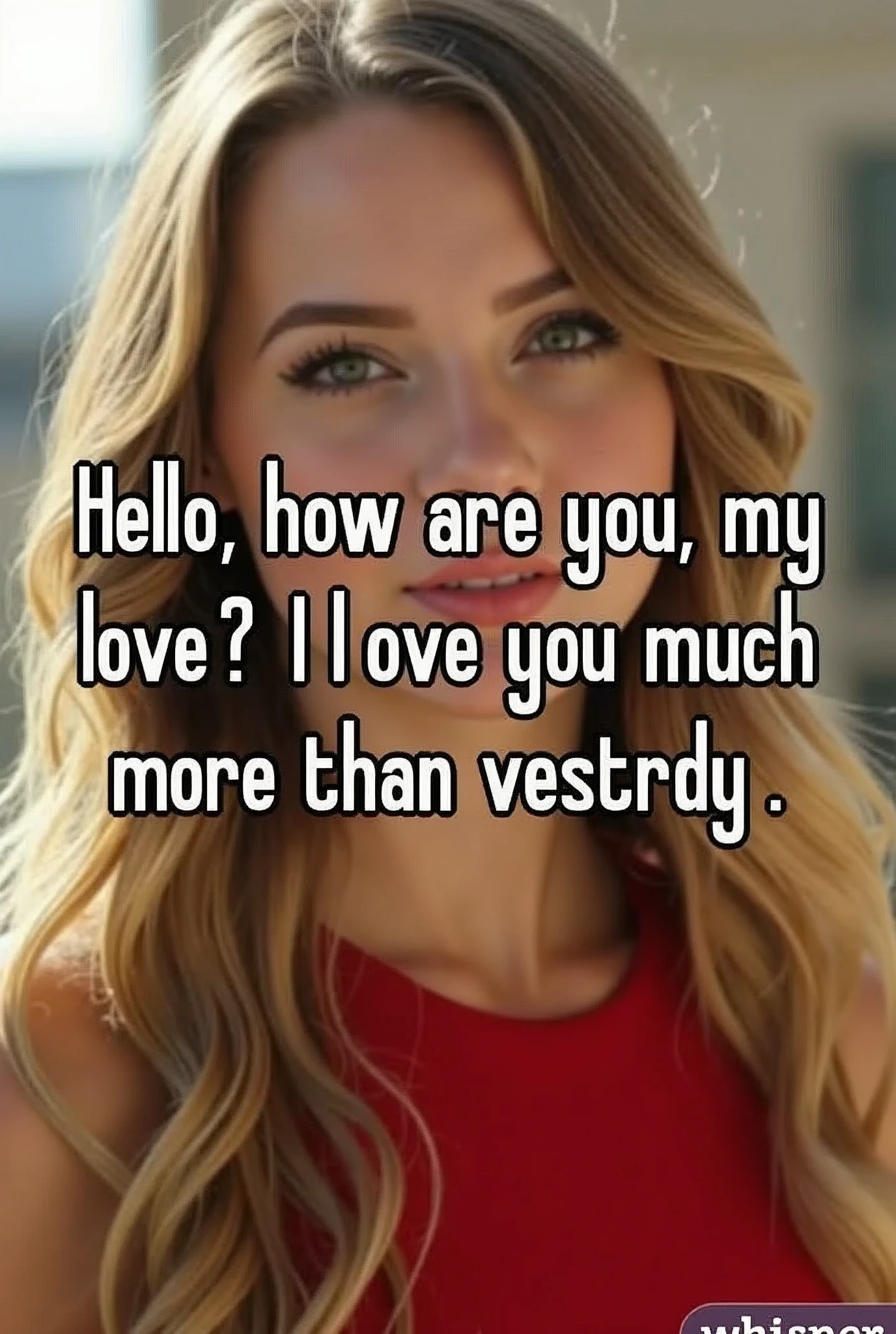 Hello, how are you, my love? I love you much more than yesterday.