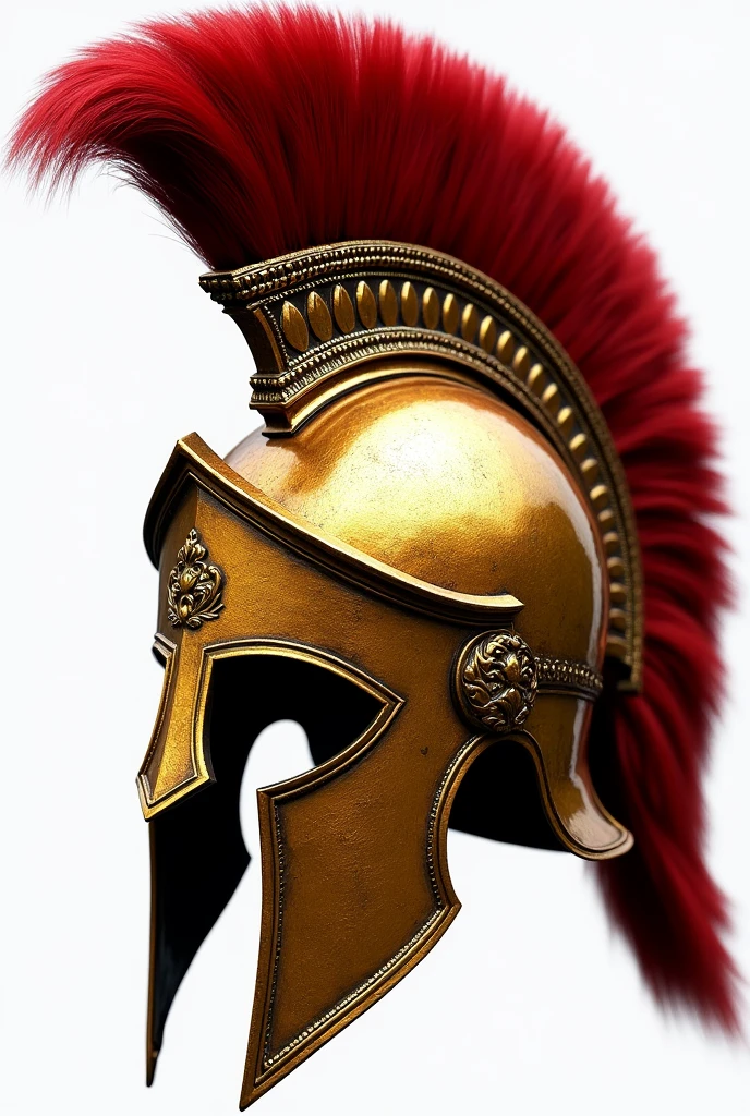 Spartans helmet front Golden with red fur on the side png