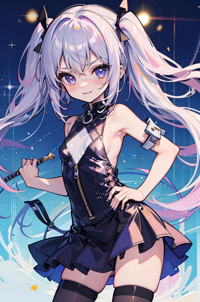 (ideal:1.1), (perfection:1.1), (flawless:1.1), (best quality:1.2), (highest quality:1.2), street, 1girl, solo, (loli:1.2), (child:1.1), (goth:1.1), sexy smirk, (blushing:1.1), fashionable, thigh highs, (sexy thighs:0.9), small breasts, athletic body, highest quality eyes, highly detailed, 4k, best resolution, high quality shadows, beautiful quality light, best quality upscale, most beautiful upscale