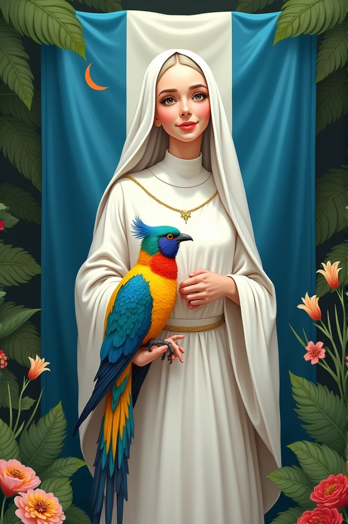 Disney type Tecun Umán White nun and the quetzal the flag of Guatemala 
