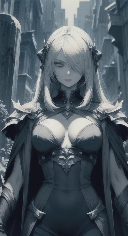 Undead, Pale skin, living corpse Hero, Hero armor, graveyard, woman,