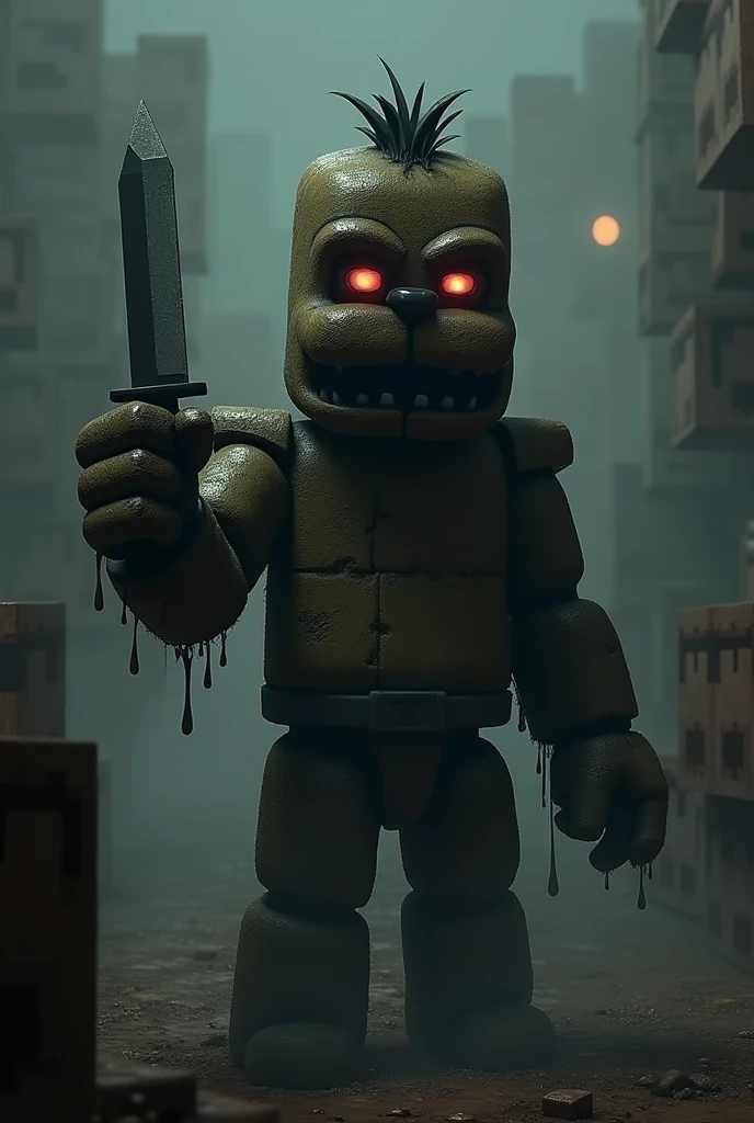 Wilian Afton in Minecraft holding a knife