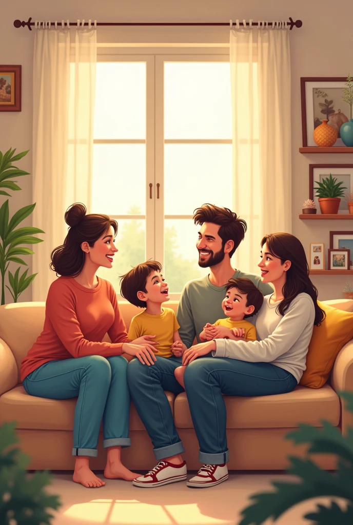 Easy to draw drawing about family time as an adult