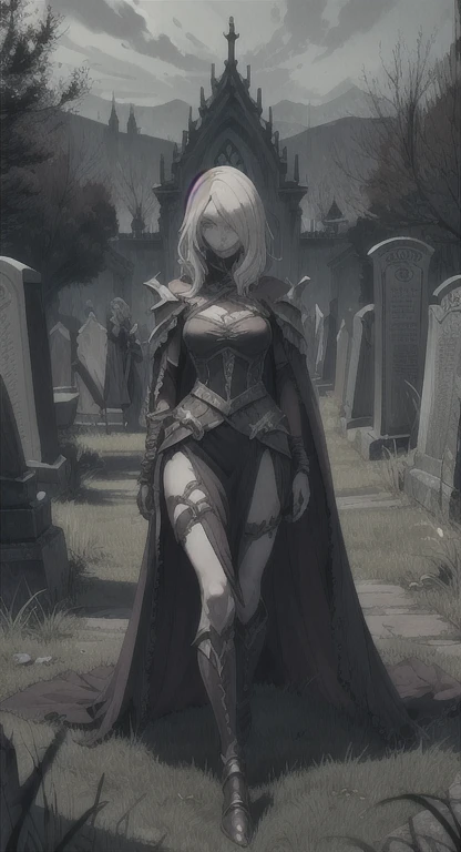 Undead, Pale skin, living corpse Hero, Hero armor, graveyard, woman,
