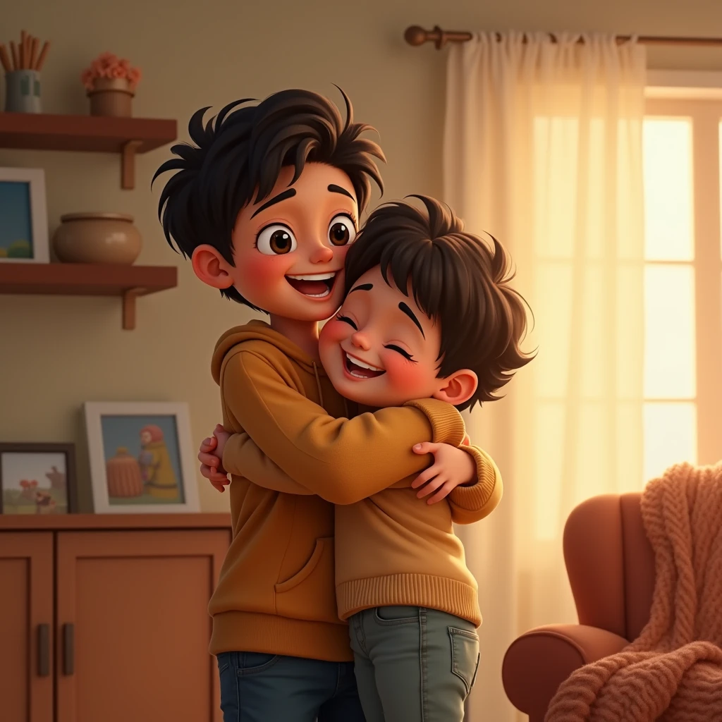 Hug with my cousin