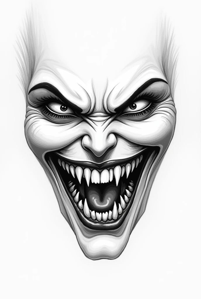 1D drawing of evil woman smile