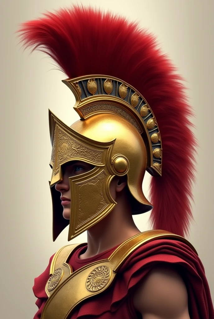 Spartan Front Helmet Gold with Red Fur 2D