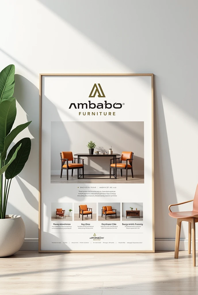 Advertising poster with the name Ambaibo Furniture is made in general with images