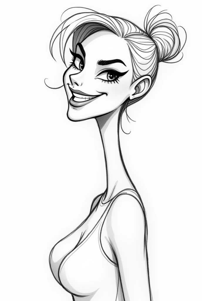 1D drawing of mischievous woman smile