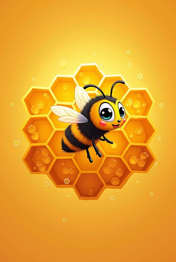Animated bee on its honeycomb for a logo