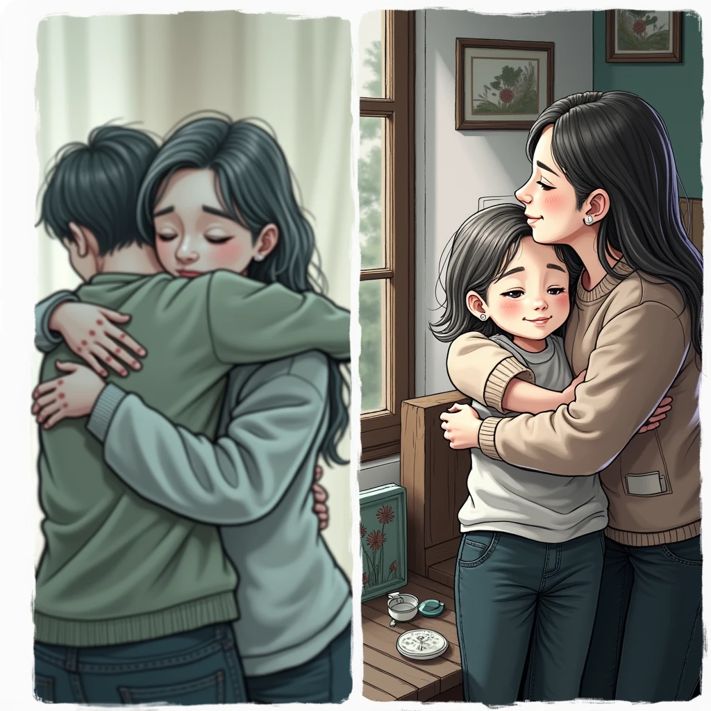 Hug with my cousin 