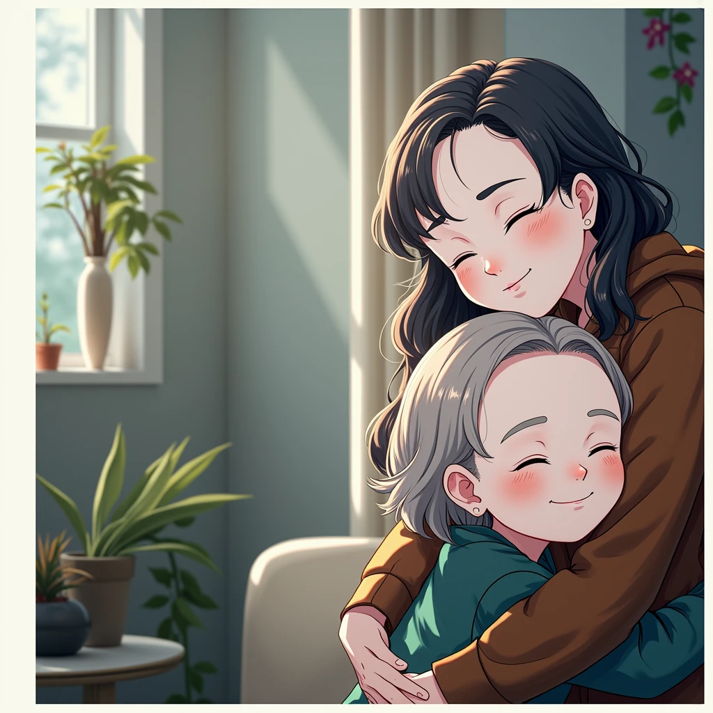 Hug with my cousin