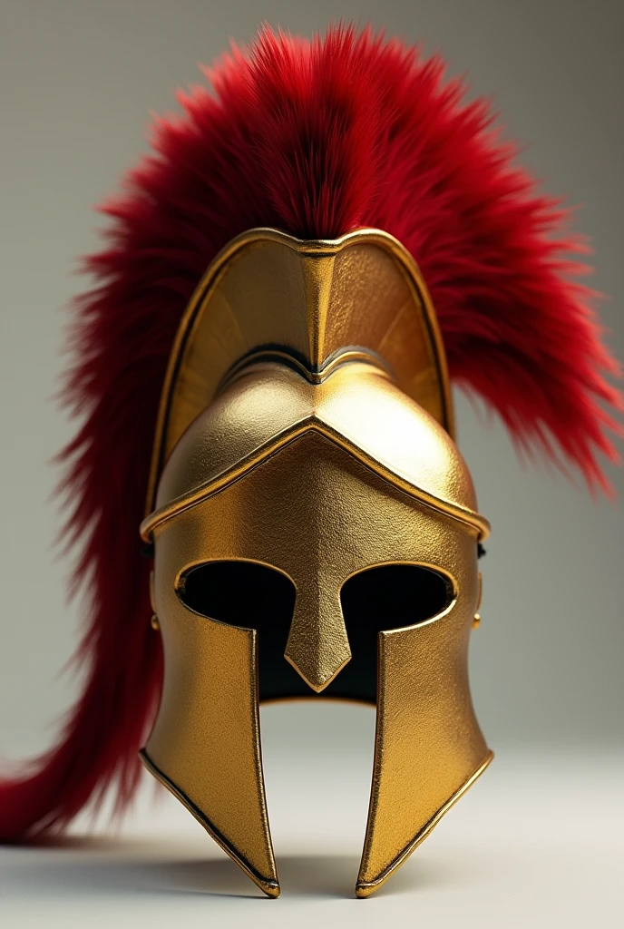 Spartan Helmet Front Gold with Red Hairs without Background
