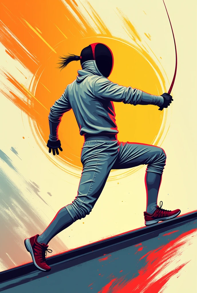 Vector illustration of fencer, in comic style