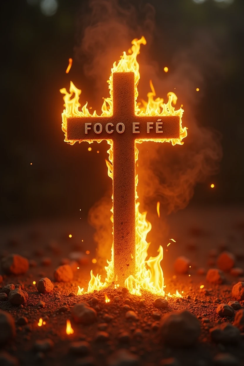 Crui
z pegando fogo ❤️‍🔥 com o nome cravado escrito 
FOCO E FÉ 🙏 !