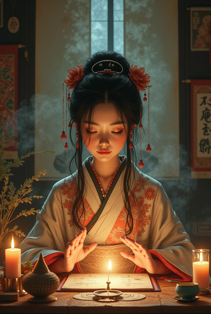 Young Japanese woman fortune teller