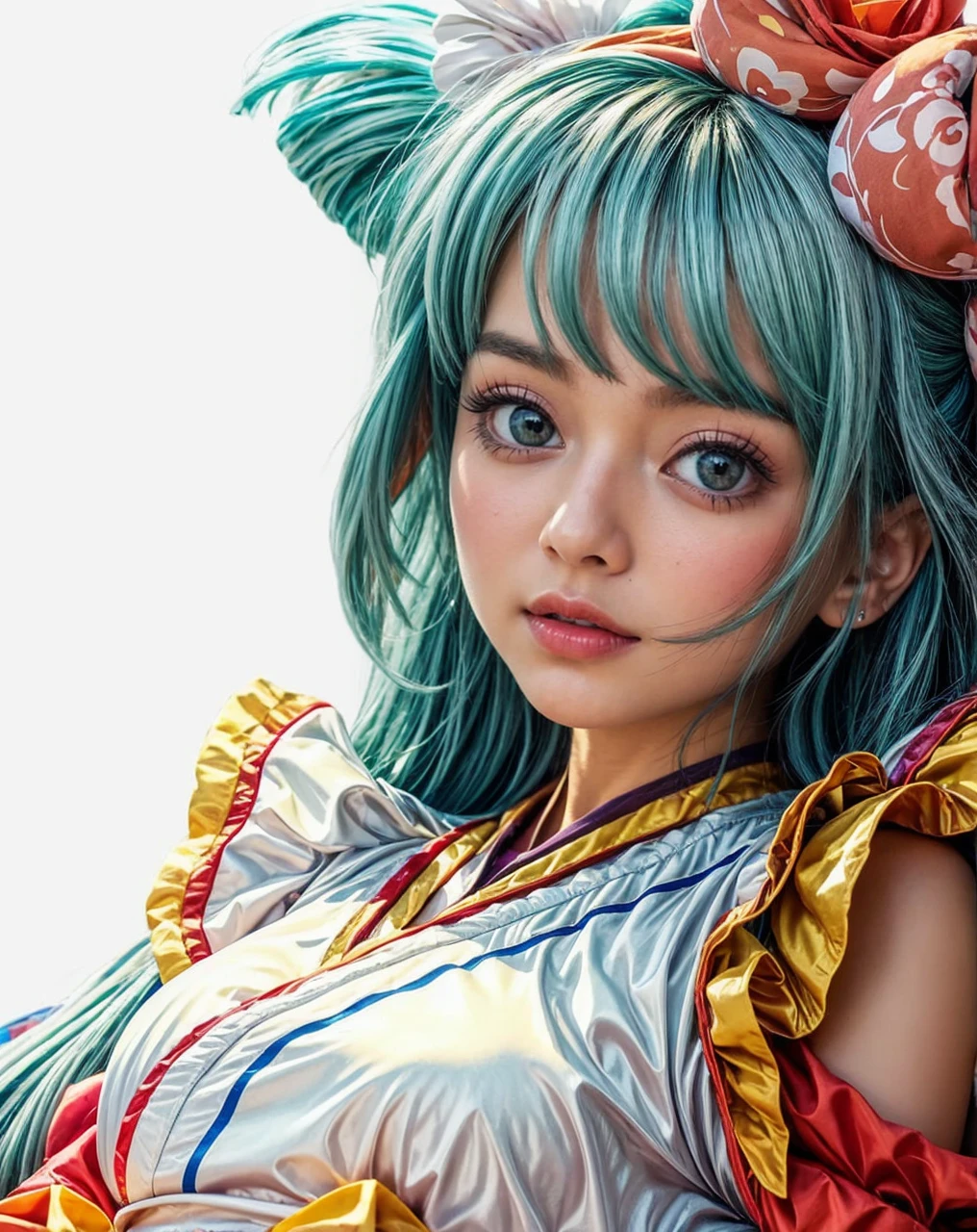 (Photorealistic、Masseter muscle area、Highest quality、High resolution、RAW Photos)、(full body, no cloth, glamorous body)Realistic、Bright lighting、Face Light、Smooth Professional Lighting、pretty girl、Beautiful woman、Modeled、gravure、natural makeup、so beautiful、Realistic and beautiful skin、plum thighs, Beautiful and detailed、Detailed face、Big tits、Cleavage、wavy hair、Brunette colored hair、Brown eyes, sexy face, looking at the camera、take a picture, Seductive Pose, angle from above, Sexy lingerie++,look of impending kiss+++