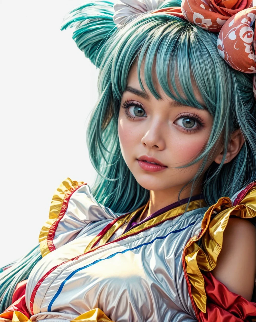 (Photorealistic、Masseter muscle area、Highest quality、High resolution、RAW Photos)、(full body, no cloth, glamorous body)Realistic、Bright lighting、Face Light、Smooth Professional Lighting、pretty girl、Beautiful woman、Modeled、gravure、natural makeup、so beautiful、Realistic and beautiful skin、plum thighs, Beautiful and detailed、Detailed face、Big tits、Cleavage、wavy hair、Brunette colored hair、Brown eyes, sexy face, looking at the camera、take a picture, Seductive Pose, angle from above, Sexy lingerie++,look of impending kiss+++