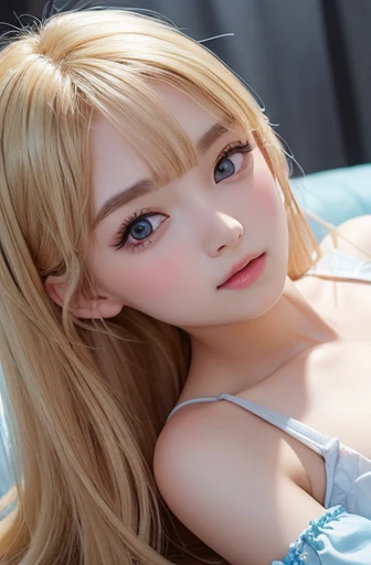 Bright expression、Photorealism、Highest quality、Ultra-high resolution、picture、北欧生まれのbeautiful少女の写真、非常にbeautiful少女、細部まで可愛くbeautiful幸せな顔、(((とてもエレガントでbeautiful、Perfect detail、Very detailed)))、((whole body、Spread your legs))、(Pure Eros Face_v1:0.008)、beautiful bangs、Alice in Wonderland、、Glowing White Skin、Facial hair、Bangs on the face、Bangs between the eyes、Super long hair、Attractive bright natural platinum blonde super long straight silky highlighter hair、High resolution eyes、beautiful, Bright and clear, Big bright blue eyes sparkle with charm、(Floral print one piece school swimsuit)、eyeliner、double eyelid、Cleavage, 完璧なbeautiful若い体, Perfectly balanced body, Going to bed、Sleep on your back、sprawl、Lie、Lie on your back, sexy,