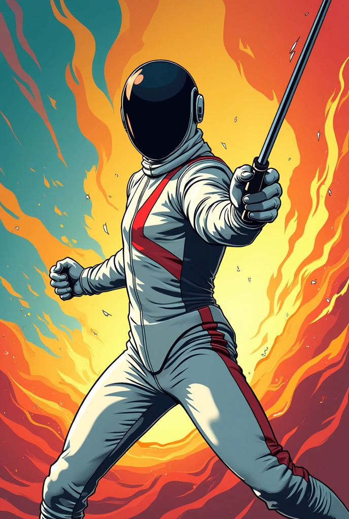 Vector illustration of a fencer, in comic style, vector comic