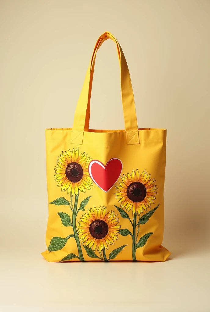 An ecobag with sunflower and heart design 