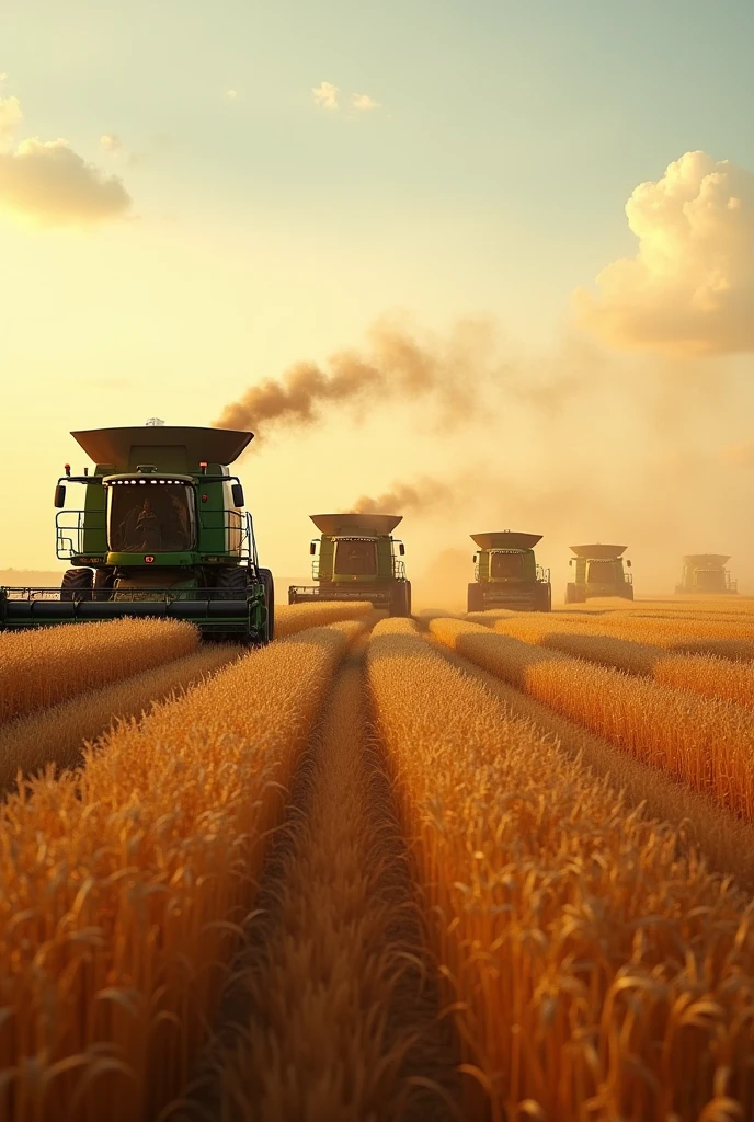 (photorealism:1.2), harvest agricultural products, many modern machines
, bumper harvest, beautiful countryside scene, many people, panorama of fields, many farmers