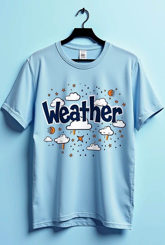 1. **Theme determination**：First of all, make sure the theme of your T-shirt design is"weather"，This can include various weather phenomena，If sunny、partly cloudy、rain、Snowy days etc.。

2. **Color Selection**：Choose the right color for the weather。For example，For sunny days, choose bright blue and white，rain可以选择灰蓝色或黑色，On snowy days, you can choose white and cool colors。

3. **Graphic design**：Design some representative weather patterns，Like the sun、Clouds、raindrop、Snowflakes, etc。These patterns can be cartoon style，It can also be an abstract art style。

4. **Text element**：Print on T-shirt"weather"The word，Different fonts and sizes can be selected，Make it part of the design。You can consider"weather"The word设计成Clouds的形状，Or let the letters"w"Looks like the wind。

5. **Layout planning**：Consider the layout of the graphics and text on the T-shirt。Can be centrally symmetrical，It can also be designed with one side concentrated，Maintain overall balance and visual appeal。

6. **Material considerations**：Choose the right T-shirt material for your print，Usually cotton T-shirts are more suitable for printing and dyeing，Comfortable to wear。

7. **Clarity guaranteed**：Make sure the resolution of the design is high enough，So that it can remain clear when printed on T-shirts。

8. **Creative fusion**：You can add some creative elements，For example, weather forecast icon、Weather symbols, etc.，Make the design more distinctive。

9. **Cultural elements**：If the T-shirt is targeted at a specific region or culture，可以考虑加入一些当地的Cultural elements或符号。

10. **Final Review**：Before finalizing the design，Conduct a multi-angle review，Ensure the design looks good in different lighting and angles。


