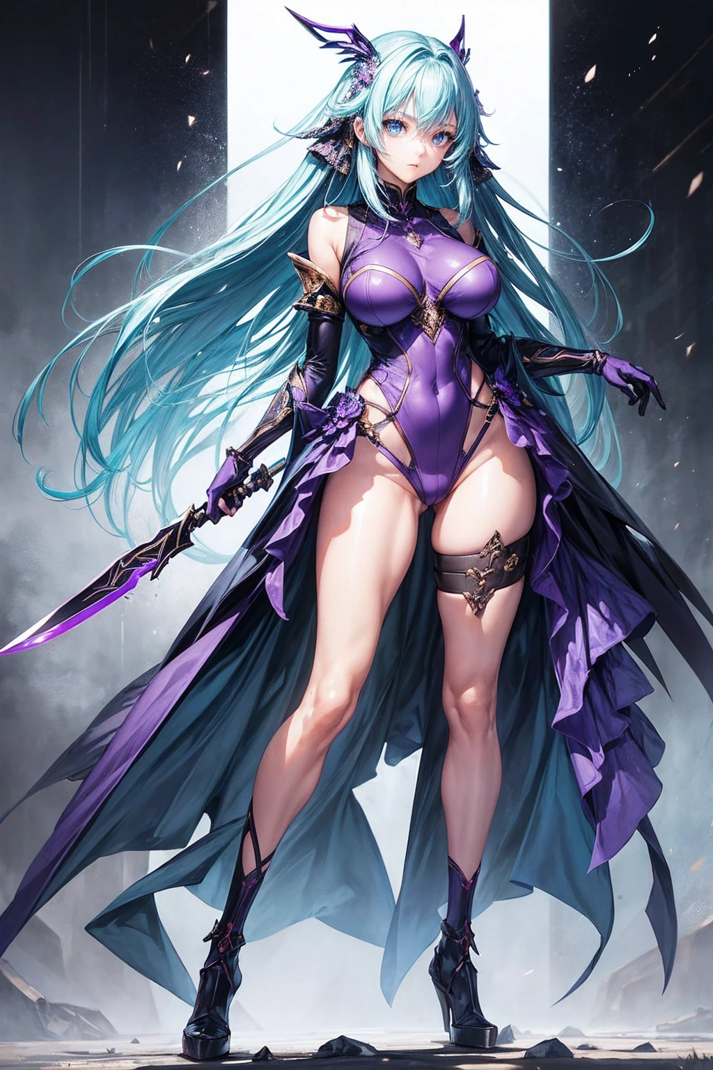 (((Highest quality)))(((Best Image)))(((anatomy)))外見は20代のwoman,Random hair color ,Random hairstyle,Wearing military uniform,Extreme costumes(((Appearance)))The shape is humanoid,Random Face(Beautiful Face),,Huge breasts,Tight waist,Wearing randomly colored armor(((Features)))Eye color is random,Personality is random,Attractive figure(((arms)))He is carrying a weapon that resembles a purple glowing object..Possess modern weapons.(((woman)))The skeleton is human-like,Huge breasts,Tight waist,fogのようなガス状のもので纏っている(((background)))Barren Land,dead tree,fog,Chaotic world(((Standing posture)))ランダムなStanding postureをしている,mysterious,lovely,Highest quality((Full Body Shot))