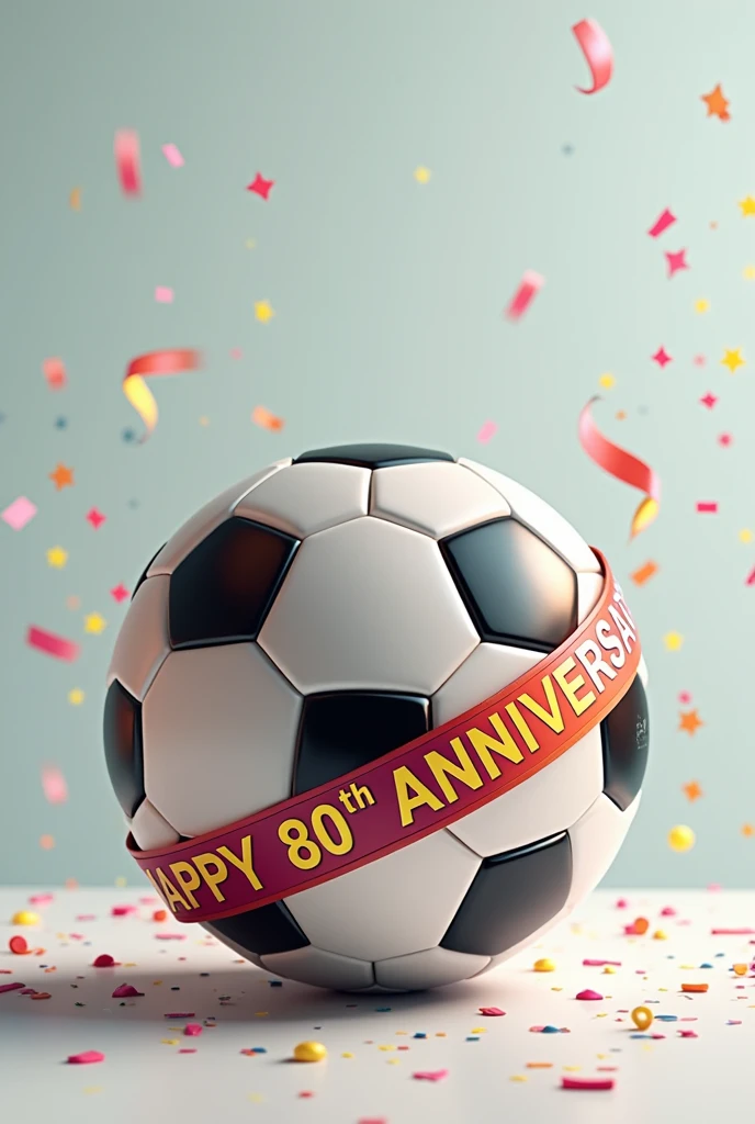 Can you make me a soccer ball that says around it? , happy 80th anniversary
