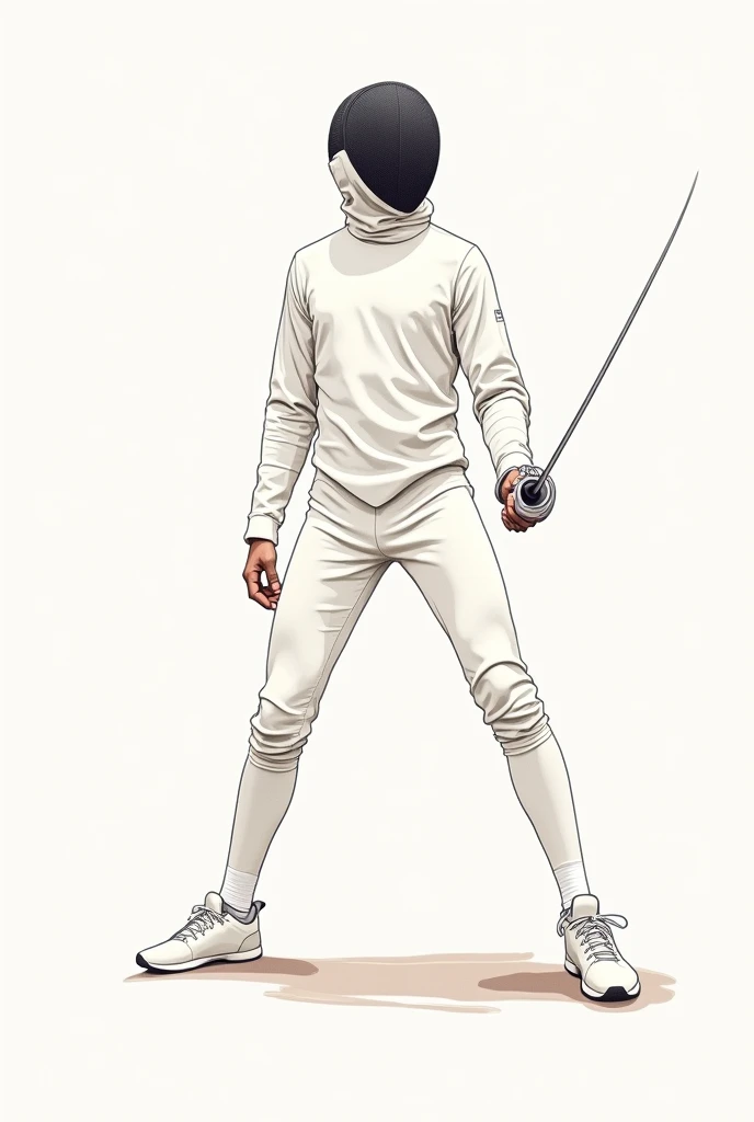 Vector illustration of a fencer full body, hand draw illustration, without background