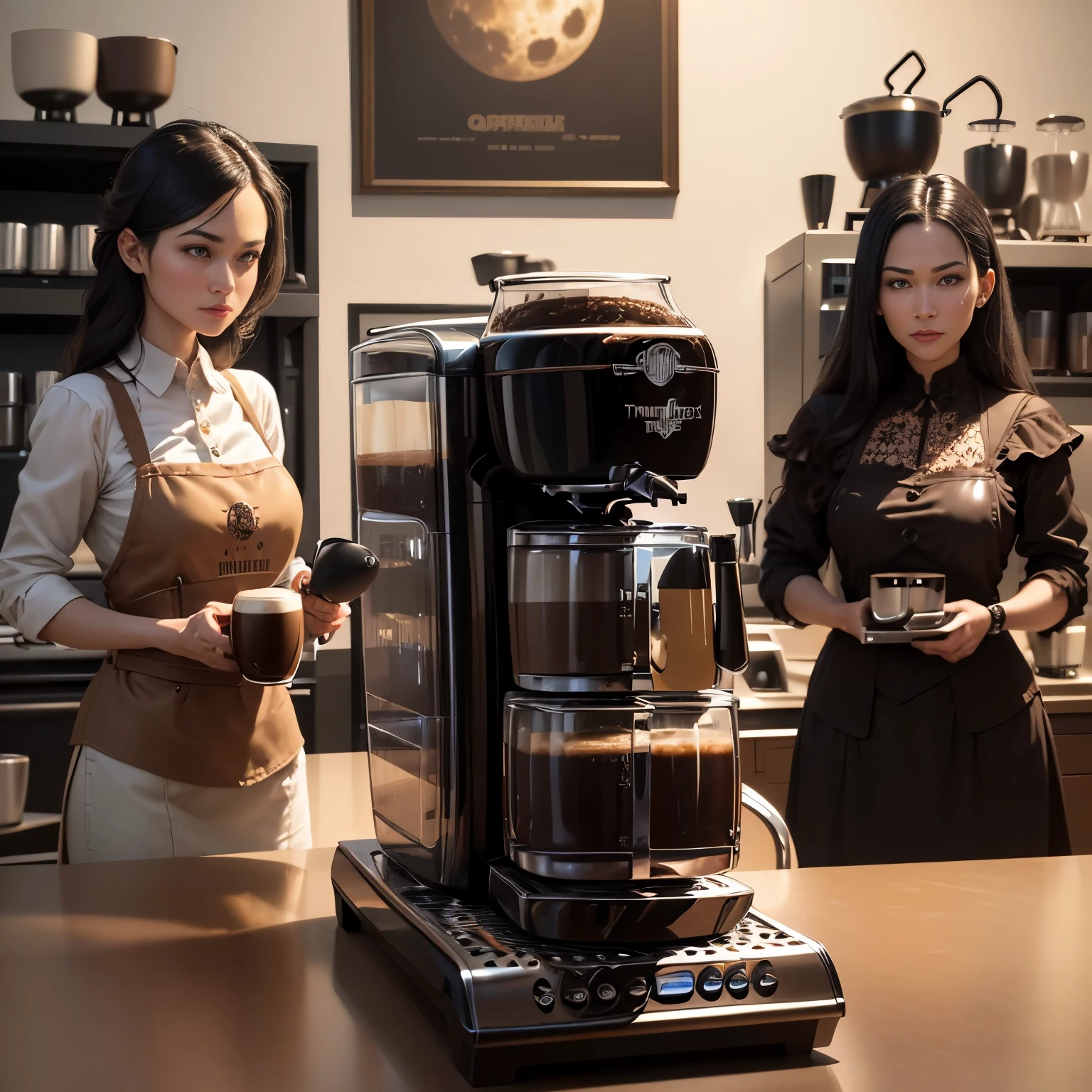 (masterpiece),(Super detailed:1.3),The best quality at its best,(Sparkling:1.2),(A strange and magical world:1.4),(strange and evil coffee machine: 1.5),(赤いfull moon),evil cookware,refrigerator、microwave oven、Gives your blender and other home appliances a new look,It's like a ghost with a soul, Other decorations,, Thriller horror design style, night,empty,full moon,Without humans,Bright colors,bright,1.Four times more realistic,Hyper HD,Everything is reflected in this beautiful scenery,(The content is very detailed,Streamlined Design,Clear lines,High Sharpness,masterpiece,Official Art,Cinematic lighting effects,8k), punk absinthe