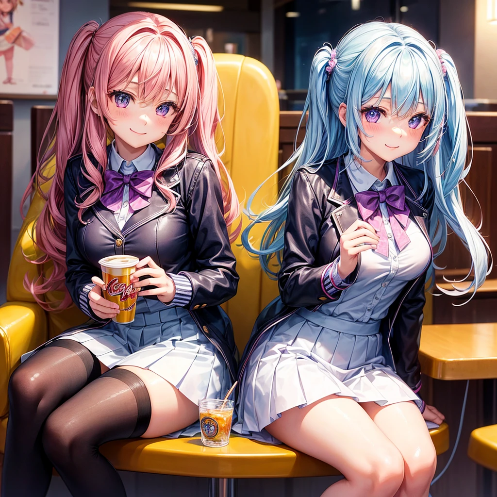 middle girls,smile,Beautiful girls,Beautiful girl from another world,Several girls are depicted,Sitting in a chair,A girl drinking cream soda at a family restaurant,Purple Eyes,family restaurant,leather jacket,The best quality to get you horny,Super cute girl,Psychic,Uniform and cardiganコーデ,battle,Colorfulな髪色,Perfect Girl,Super cute girl,Cute uniform,Uniform of the Future,Wearing a cardigan,Long Hair、Sparkling eyes,She has her bangs down,Colorful,Ultra HD,Young girl,sex,Naughty Girls,Full body image,Big Breasts,Beautiful Girl's Paradise,Fashion Girl,Naughty Girls,Beautiful Girl Country,High-dimensional beautiful girl,A beautiful girl who transcends everything,So beautiful,Absurd,Beautiful girls,