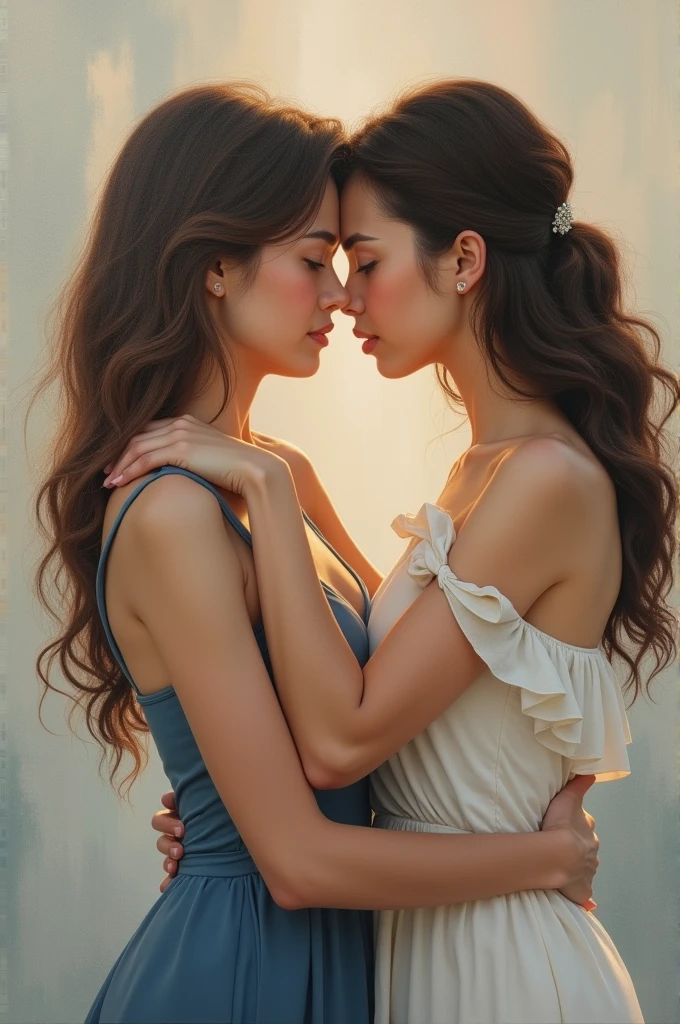a modern and pure sapphic oil painting