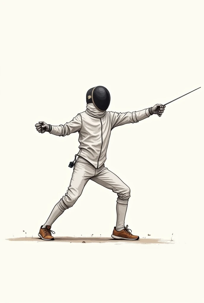Vector illustration of a fencer full body, hand draw illustration, sketch, without background